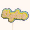 Handmade 3D Fairytale Rainbow cake topper, Model 1 design with custom name.