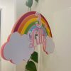 Close-up of the delicate 3D layers and hand-finished details on the rainbow cake decoration, model 2