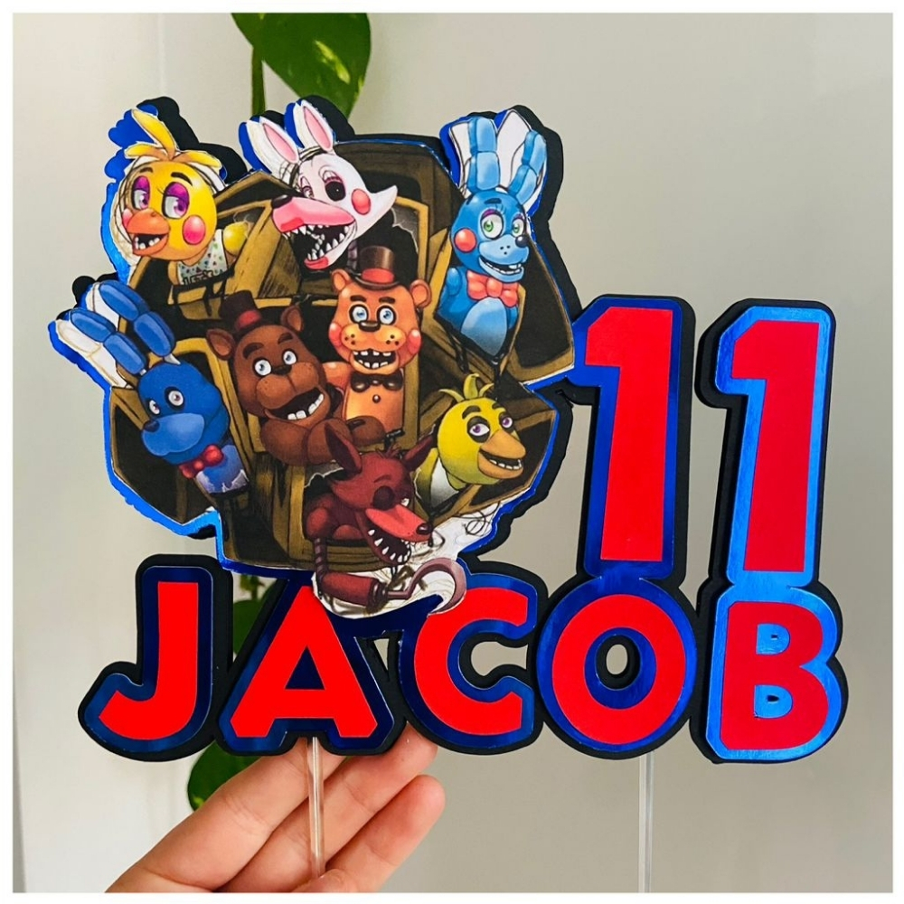 Custom 3D birthday cake topper Night Friends, Model 3 design.