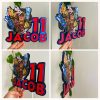 Custom 3D birthday cake topper Night Friends, Model 3 design, different angle views.