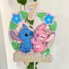 Topper tort personalizat 3D Prietenii Roz din Poveste cu nume și vârstă pentru fetițe